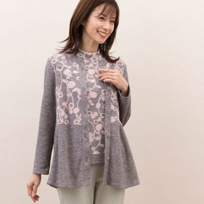 ＜LOBJIE (Women)＞ドットフラワーカーディガン〔アンサンブル対応〕（１２０３１４３１）