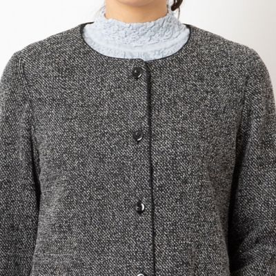 ジャカードニット　ノーカラージャケット（１２０３１５０２）