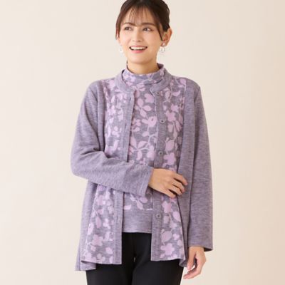 洗える・アンサンブル可】フラワーオパールカーディガン