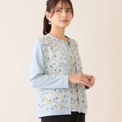 洗える・アンサンブル可・日本製】ボタニカル柄カーディガン