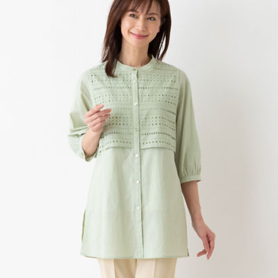 ＜LOBJIE (Women)＞綿ローン刺繍シャツ（１２０３２４１２）