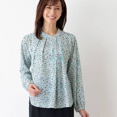 ＜LOBJIE (Women)＞梨地ジョーゼットタックブラウス（１２０３２４３１）