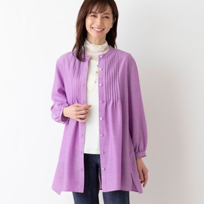 ＜LOBJIE (Women)＞パフスリーブダンガリーシャツ（１２０３２４４２）