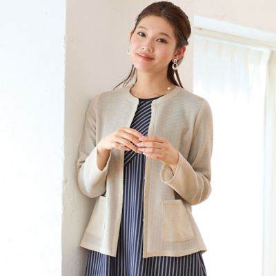 ＜LOBJIE (Women)＞カラミ　ノーカラージャケット（１２０３２５２１）