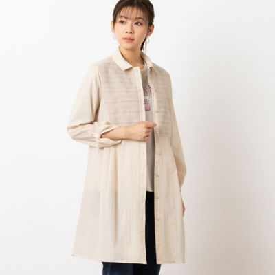 【洗える】スモッキング刺繍ロングシャツ（１２０３２５３２）