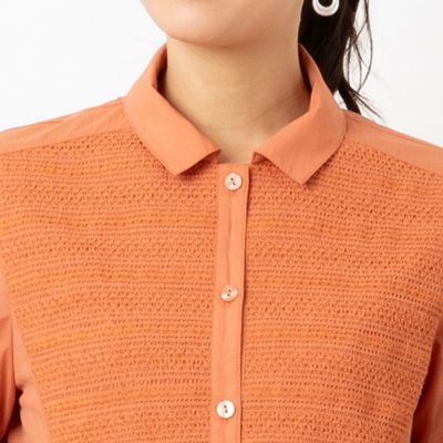 【洗える】スモッキング刺繍ロングシャツ（１２０３２５３２）