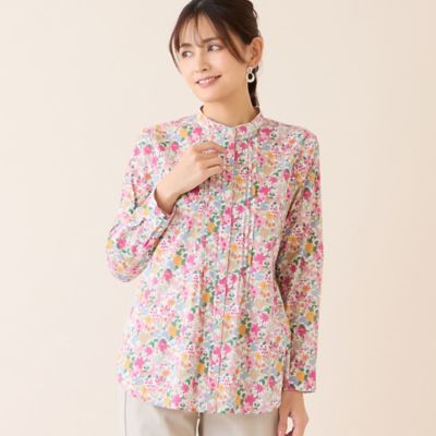 ＜LOBJIE (Women)＞【洗える・綿１００％】小花柄綿ローンシャツ（１２０３２６２４）