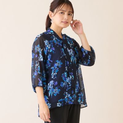 洗える】ボウタイフラワーブラウス（12032634） | LOBJIE