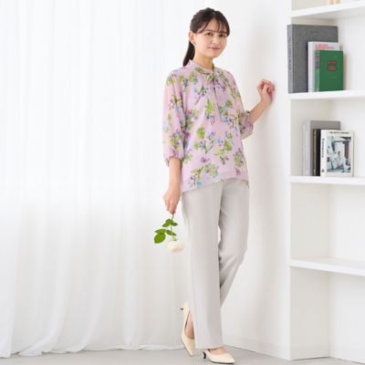 洗える】ボウタイフラワーブラウス（12032634） | LOBJIE