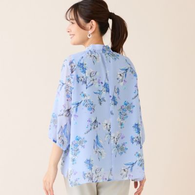 洗える】ボウタイフラワーブラウス（12032634） | LOBJIE