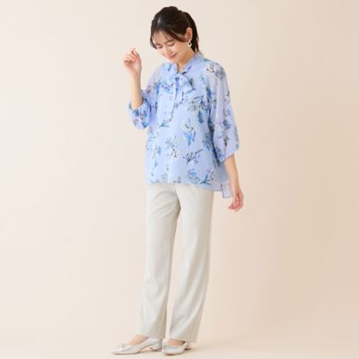 洗える】ボウタイフラワーブラウス（12032634） | LOBJIE