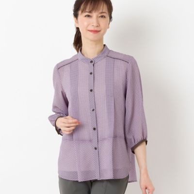 ミニギンガムチェック パフスリーブブラウス（12033431