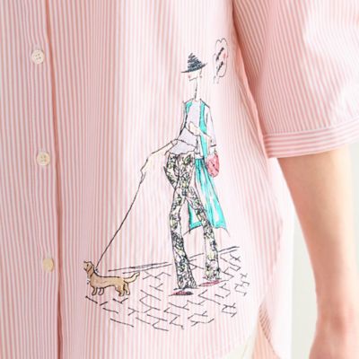 Ｌｏｂｉｎ刺繍　ストライプシャツ（１２０３３４４１）