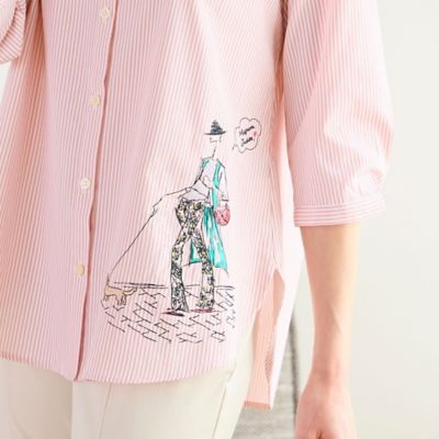 Ｌｏｂｉｎ刺繍　ストライプシャツ（１２０３３４４１）