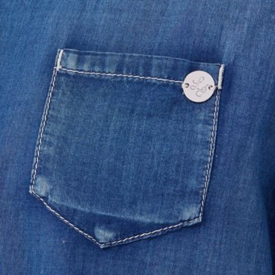 【洗える】デニムガーゼ　バックスリットシャツ（１２０３３５０１）