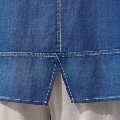 【洗える】デニムガーゼ　バックスリットシャツ（１２０３３５０１）