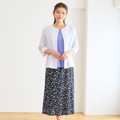 【洗える・Ｓ～ＬＬサイズ】千鳥ジャカードニット　ノーカラージャケット（１２０３３５１１）