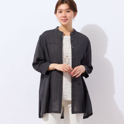 ＜LOBJIE (Women)＞【毎年人気・洗える・接触冷感】トリアセテート混チュニックシャツ（１２０３３５３２）