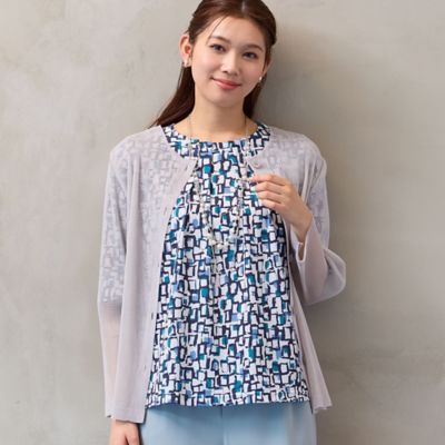 ＜LOBJIE (Women)＞メッシュプリーツカーディガン（１２０３３５４１）
