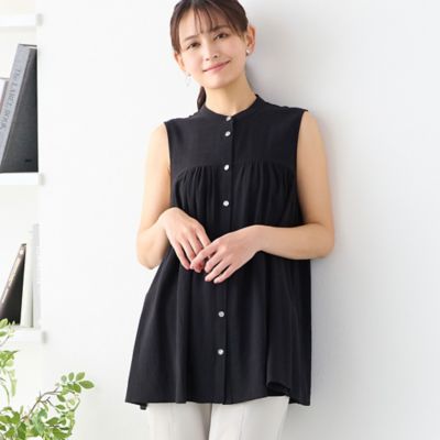 ＜LOBJIE (Women)＞【洗える】ノースリーブフレアブラウス（１２０３３６１３）