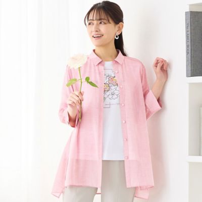 ＜LOBJIE (Women)＞【定番人気・洗える】シャンブレーシアーシャツ（１２０３３６２２）