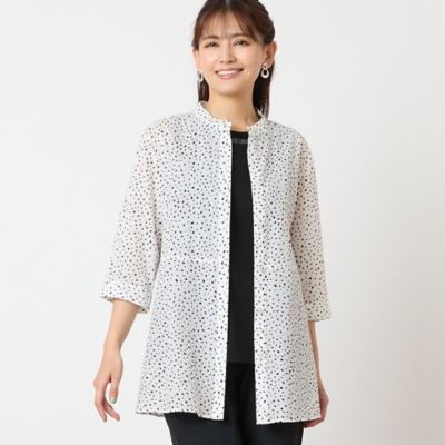＜LOBJIE (Women)＞【洗える・綿１００％】ドット柄チュニックシャツ（１２０３４５５１）