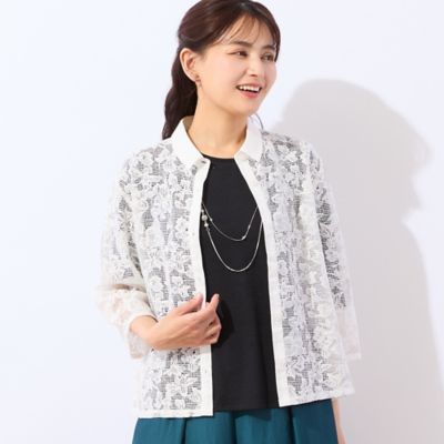 洗える】メッシュレースシャツ（12034602） | LOBJIE (Women