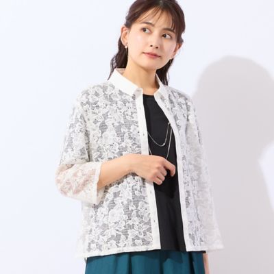 洗える】メッシュレースシャツ（12034602） | LOBJIE (Women