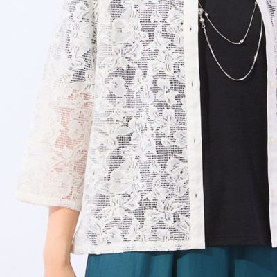 洗える】メッシュレースシャツ（12034602） | LOBJIE (Women