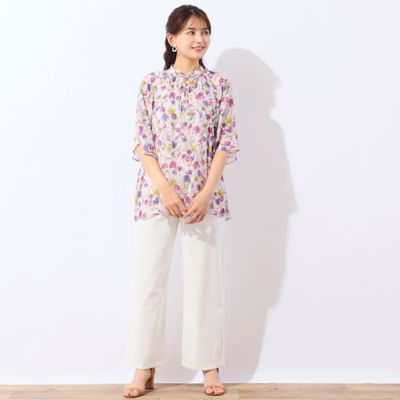 専用【新品含む 付属品あり】セットアップ 花柄フレアスリーブ ブラウス&スカート 洗える】花柄フレアスリーブブラウス（12034604） | LOBJIE