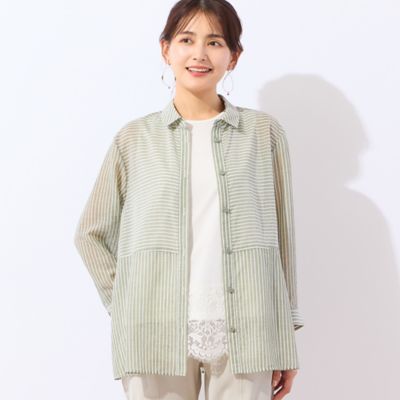 洗える】シアーボーダーシャツ（12034631） | LOBJIE (Women