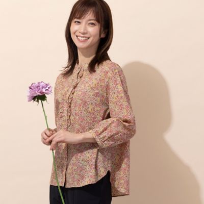 リバティプリント ペイズリーフリルブラウス（１２０３５３６３） の