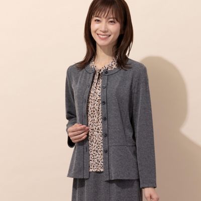 ＜LOBJIE (Women)＞ペプラムデザイン・ノーカラージャケット〔セットアップ対応〕（１２０３５３７１）