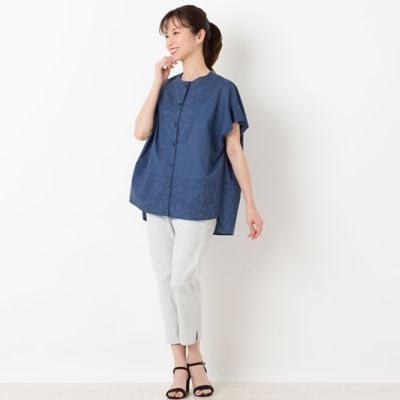 サークル刺繍　ワイドブラウス（１２０３５４０２）