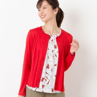 ＜LOBJIE (Women)＞アイアスノーカラーカーディガン（１２０３５４０３）