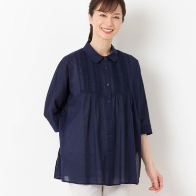 綿ローン　ピンタックシャツ（１２０３５４３１）