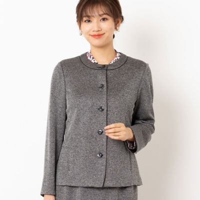 ノーカラーブラウスジャケット【セットアップ可】（１２０３５４５１）