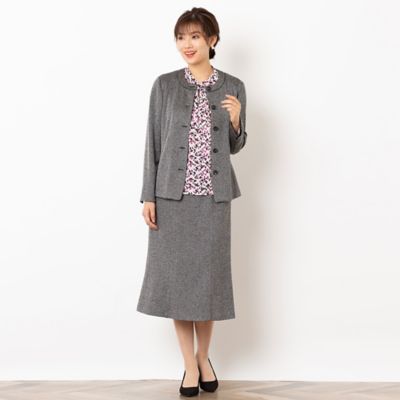 ノーカラーブラウスジャケット【セットアップ可】（１２０３５４５１）