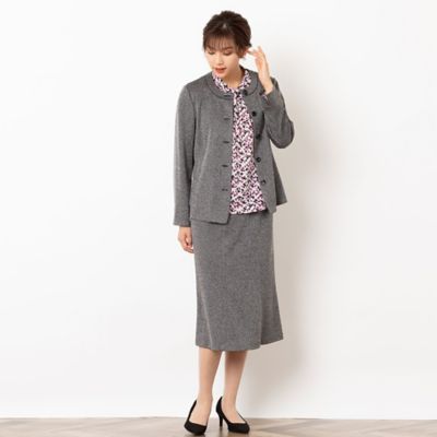 ノーカラーブラウスジャケット【セットアップ可】（１２０３５４５１）