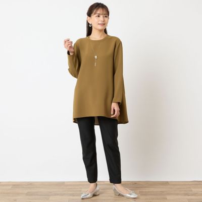 正規品♡ロブション♡レーヨンシルク上下セット♡ブラック コットンシルクボイル・ラッフルブラウス/40代50代からの