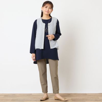 正規品♡ロブション♡レーヨンシルク上下セット♡ブラック コットンシルクボイル・ラッフルブラウス/40代50代からの