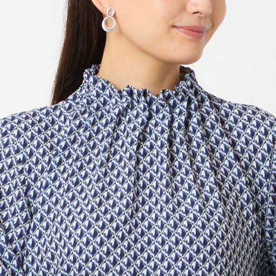 洗える・セットアップ可能】幾何柄ギャザーブラウス（12035561