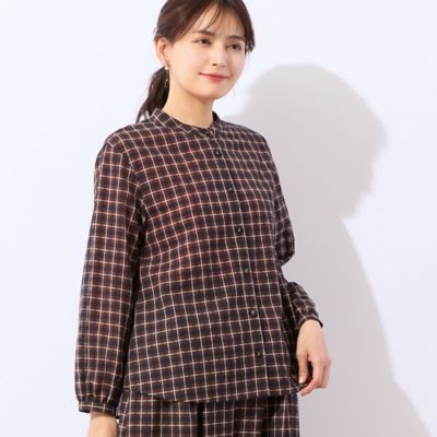 Drawer コットンシルクチェックブラウス 定価9.3万円 洗える・セットアップ可】シアーチェックブラウス（12035602