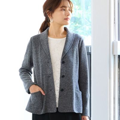 美品 クルチアーニ ショールカラー ケーブルニット ジャケット 編み込み オケージョン対応】ショールカラージャケット（12035622