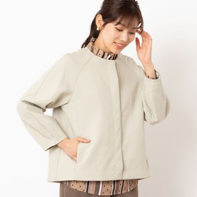キルト風ジャカード　タックスリーブジャケット（１２０３６４０１）