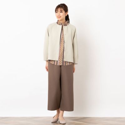 キルト風ジャカード　タックスリーブジャケット（１２０３６４０１）