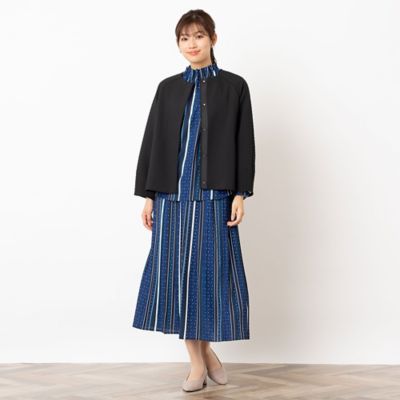 キルト風ジャカード　タックスリーブジャケット（１２０３６４０１）