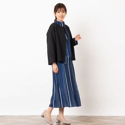 キルト風ジャカード　タックスリーブジャケット（１２０３６４０１）