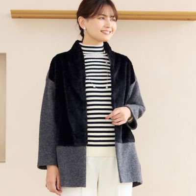 ＜LOBJIE (Women)＞フロントフェイクファージャケット（１２０３６５３１）