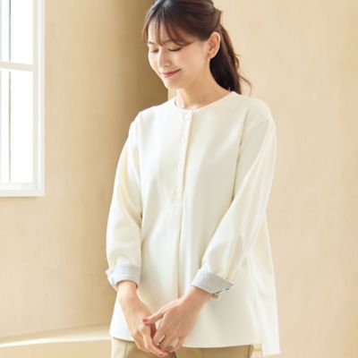 ＜LOBJIE (Women)＞【洗える】両面起毛ブラウス（１２０３６５４１）